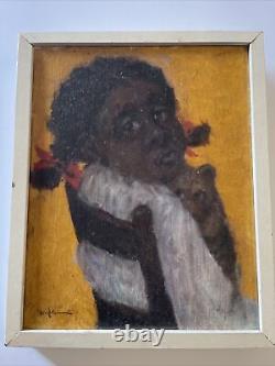 Peinture de l'Américana noire Portrait de Fille Afro-Américaine John Doyle Célèbre 1960