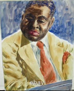 'Peinture originale à l'aquarelle de Moore Art Tatum, artiste afro-américain'