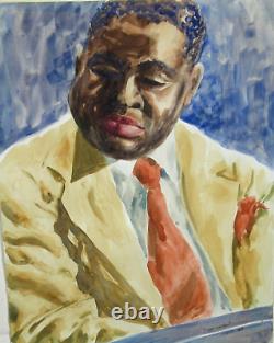 'Peinture originale à l'aquarelle de Moore Art Tatum, artiste afro-américain'