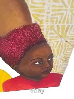 Peinture originale à l'huile d'une peinture afro-américaine sur papier 3 femmes non encadrées signée