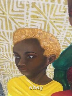 Peinture originale à l'huile d'une peinture afro-américaine sur papier 3 femmes non encadrées signée