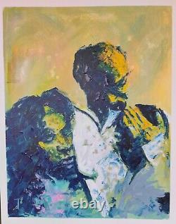 Peinture sur toile originale de 30x24 pouces, africaine-américaine, à l'acrylique et au couteau : Assurance de confiance