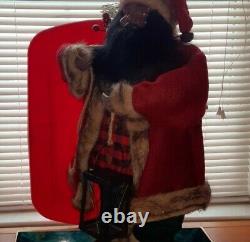 Père Noël ethnique afro-américain en tartan à carreaux de buffle - Grand 30 pouces de haut