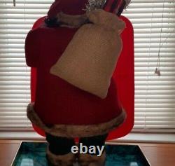 Père Noël ethnique afro-américain en tartan à carreaux de buffle - Grand 30 pouces de haut