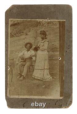 Photo de Musiciens Noirs Américains Africains du 19ème siècle avec Guitare et Mandoline