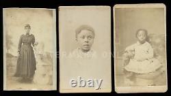 Photos CDV antiques d'une femme afro-américaine et de ses filles identifiées, TOPEKA KANSAS