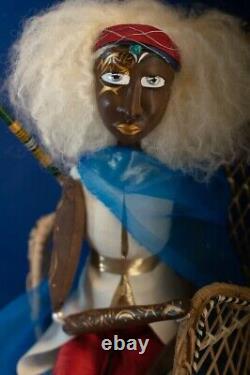 Poupée D'art Ooak Black Afro American Folk Clay Sculpture Melandolly