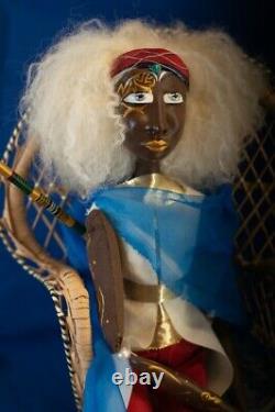 Poupée d'art OOAK faite main, sculpture en argile noire africaine américaine Melandolly