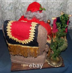 RARE Poupées de Noël signées Fayette Knoop SANTA EST LÀ ! African American/OOAK