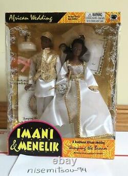 Rare Vintage 1995 Mariage Africain Imani & Menelik Poupées Jumping The Broom Olmec