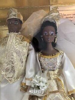 Rare Vintage 1995 Mariage Africain Imani & Menelik Poupées Jumping The Broom Olmec