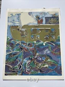 Sérigraphie Romare Bearden Grand 40 L'Arche de Noé Artiste africain-américain noir