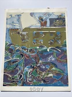 Sérigraphie Romare Bearden Grand 40 L'Arche de Noé Artiste africain-américain noir