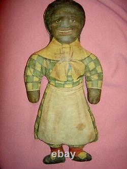 Signé BRUCKNER 1901, poupée en chiffon réversible TOPSY-TURVY antique à deux faces