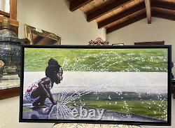 Signé# Black Afro-american Girl Toddler 16x32 Joy Child Giclee Painting Baby