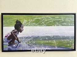 Signé# Black Afro-american Girl Toddler 16x32 Joy Child Giclee Painting Baby