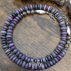 South African Sugilite Banc Navajo Saucer Pearl Collier De Perles Sterling