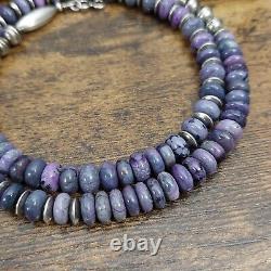 South African Sugilite Banc Navajo Saucer Pearl Collier De Perles Sterling