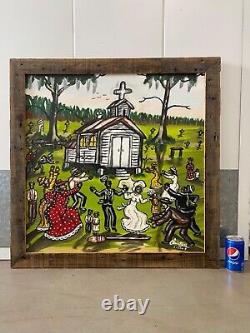 Southern Black African American Louisiana Folk Art Peinture À L'huile Alvin Batiste