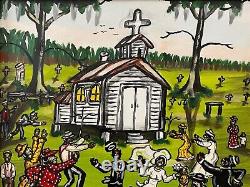 Southern Black African American Louisiana Folk Art Peinture À L'huile Alvin Batiste