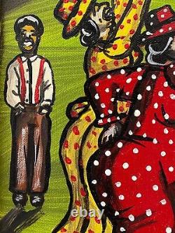 Southern Black African American Louisiana Folk Art Peinture À L'huile Alvin Batiste