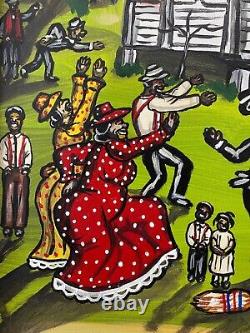 Southern Black African American Louisiana Folk Art Peinture À L'huile Alvin Batiste