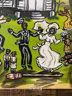 Southern Black African American Louisiana Folk Art Peinture À L'huile Alvin Batiste