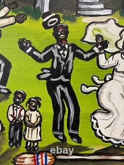 Southern Black African American Louisiana Folk Art Peinture À L'huile Alvin Batiste