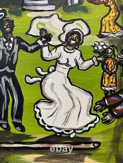 Southern Black African American Louisiana Folk Art Peinture À L'huile Alvin Batiste