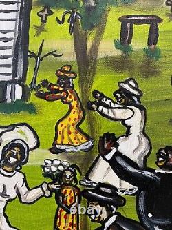 Southern Black African American Louisiana Folk Art Peinture À L'huile Alvin Batiste