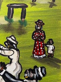 Southern Black African American Louisiana Folk Art Peinture À L'huile Alvin Batiste