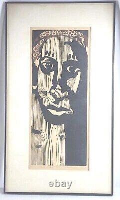Sue Jane Mitchell Smock Prêtresse d'Orosun 1966 Gravure sur bois Épreuve d'artiste RARE