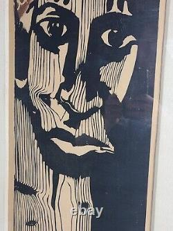 Sue Jane Mitchell Smock Prêtresse d'Orosun 1966 Gravure sur bois Épreuve d'artiste RARE