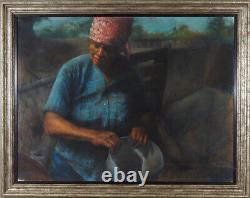 Temps D'alimentation De Curtis James Framed Original Pastel African American Art