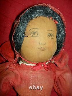 Très rare DÉBUT 1904, peint à la main, Babyland Rag, TOPSY TURVY poupée en tissu d'origine.