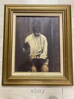 VTG Gerald Lubeck AIME Peinture Black Americana Portrait Afro-Américain