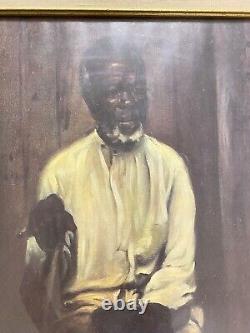 VTG Gerald Lubeck AIME Peinture Black Americana Portrait Afro-Américain