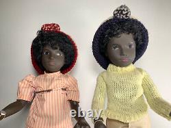 VTG SASHA CALEB & CORA BLACK BOY GIRL PAIR 16 DOLL TRENDON ENGLAND Avec ÉTIQUETTES
