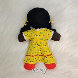 Vintage African American Stiff Rag Doll Green Yeux Handmade Americana Folk Art