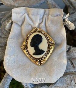 Vintage Rare Coreen Simpson Black Cameo Brooch African American Bijoux