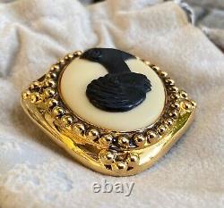 Vintage Rare Coreen Simpson Black Cameo Brooch African American Bijoux